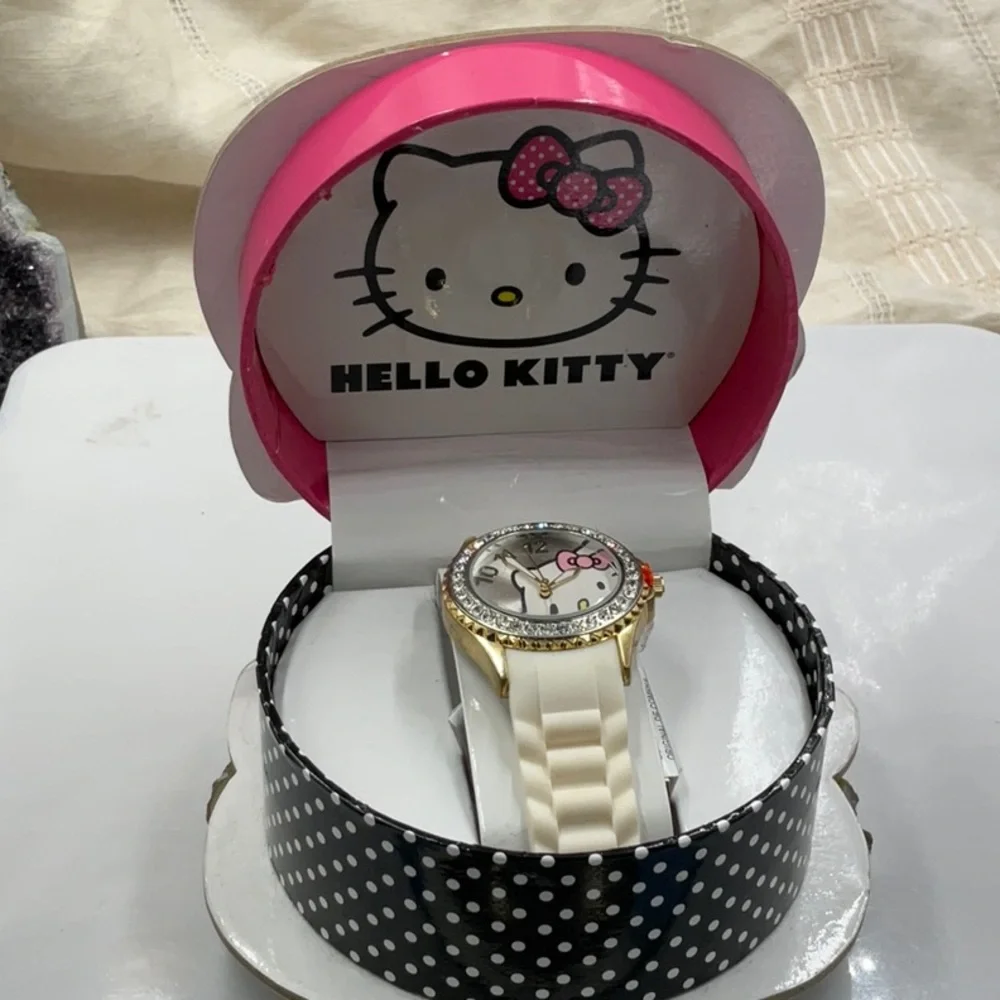 Hello Kitty Pink & Black Polka Dot Trinket Box Featuring Hello Kitty Watch - Picture 4 of 11